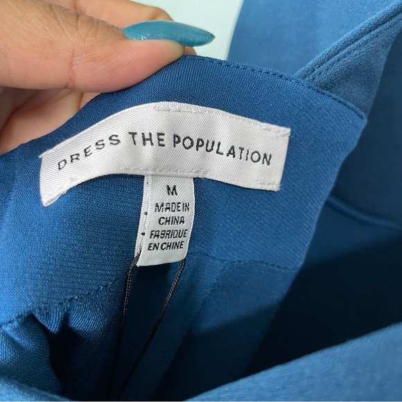 Nordstrom Dress The Population Vanessa Peacock Blue Halter Body Con Midi Medium - Picture 7 of 10